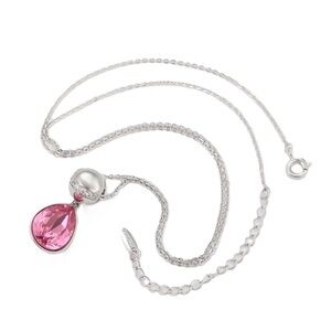 Chic Pink and Silver Teardrop Pendant Necklace